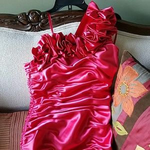 Red ruffle club dress