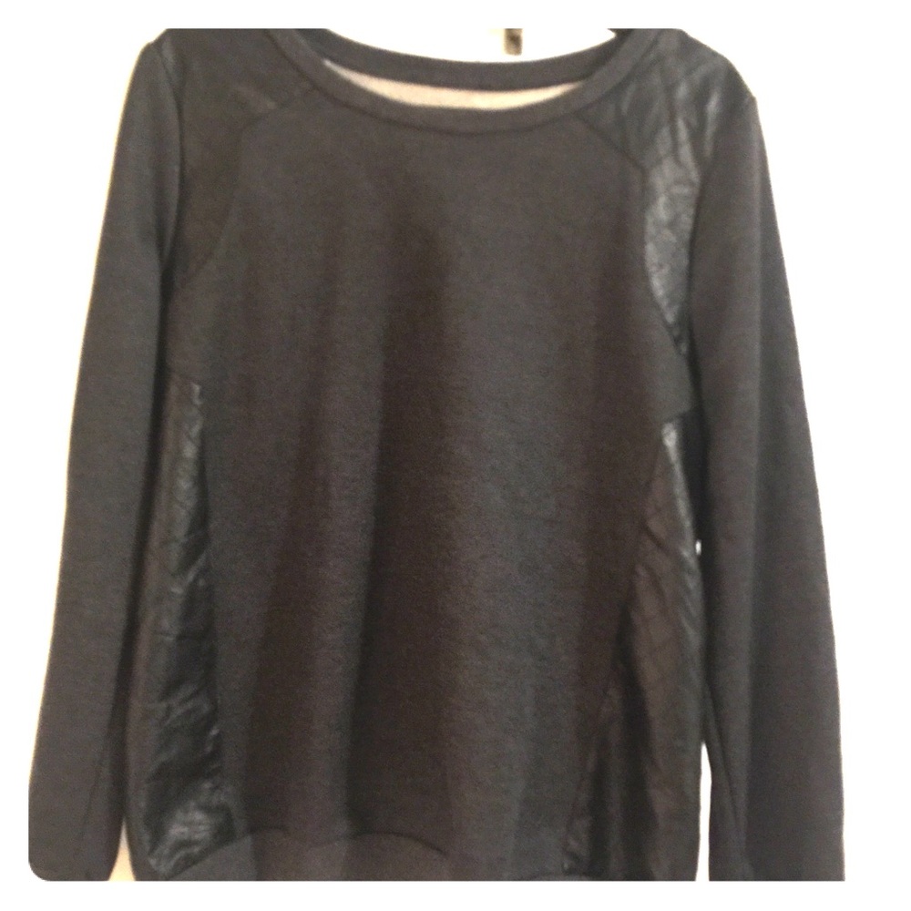 Grey Sweatshirt with Faux Leather
