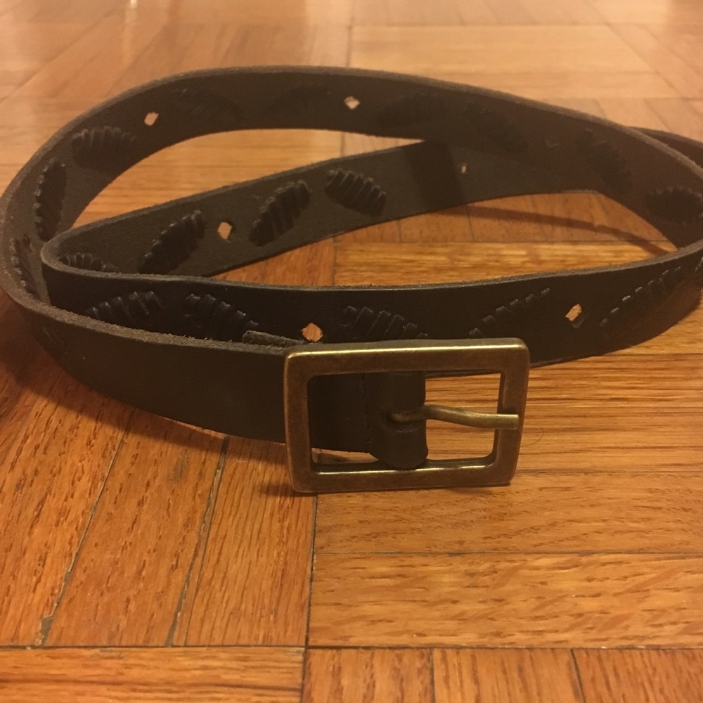 J.Crew Dark Brown Leather Patterned Belt