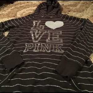 VS PINK hoods black with silver stripes.