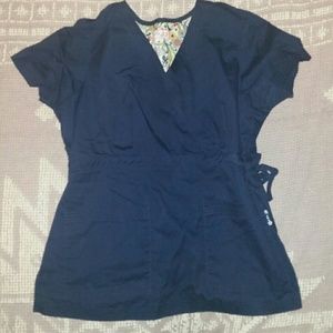 Like New navy blue Koi scrub kimono top