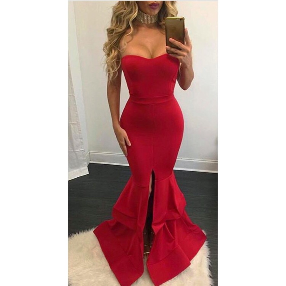 NYE Ruffle Strapless Gown (With Straps to Add)