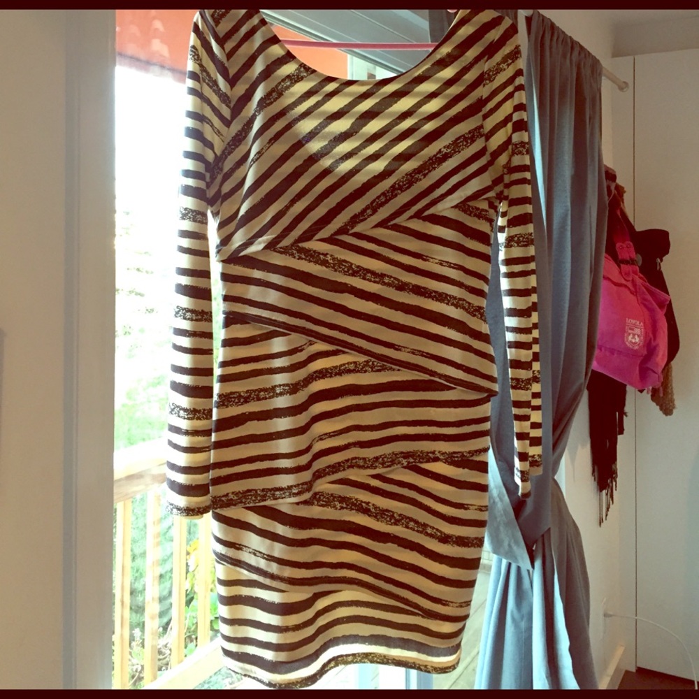 Beige and brown long sleeve dress