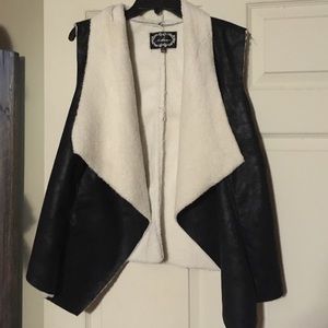 Faux leather fleece lined vest
