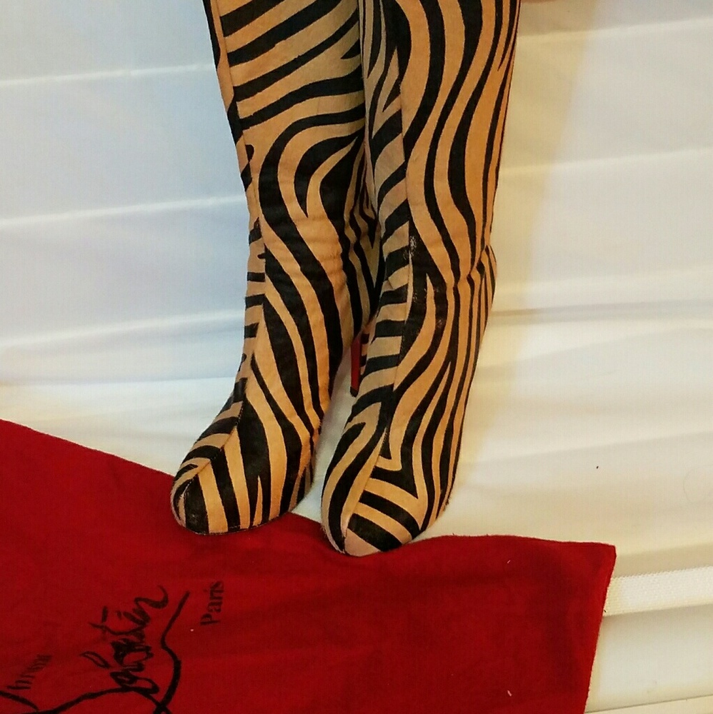 , zebra style heel boots