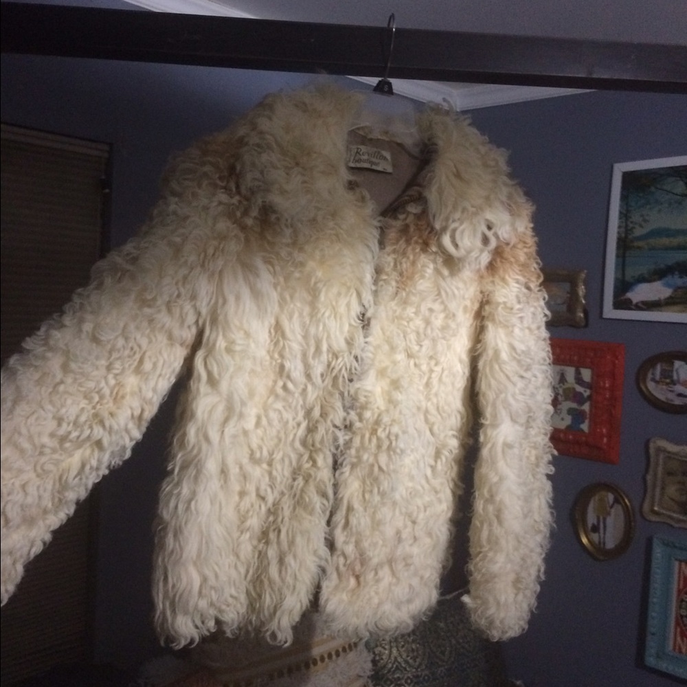 Vintage Boho 70s Mongolian Curly Lamb Fur Coat