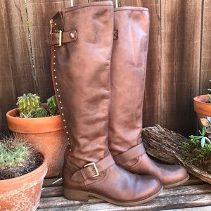 Steve Madden Lynxx Brown Leather Riding Boots