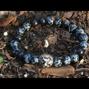 Snowflake Obsidian beaded bracelet