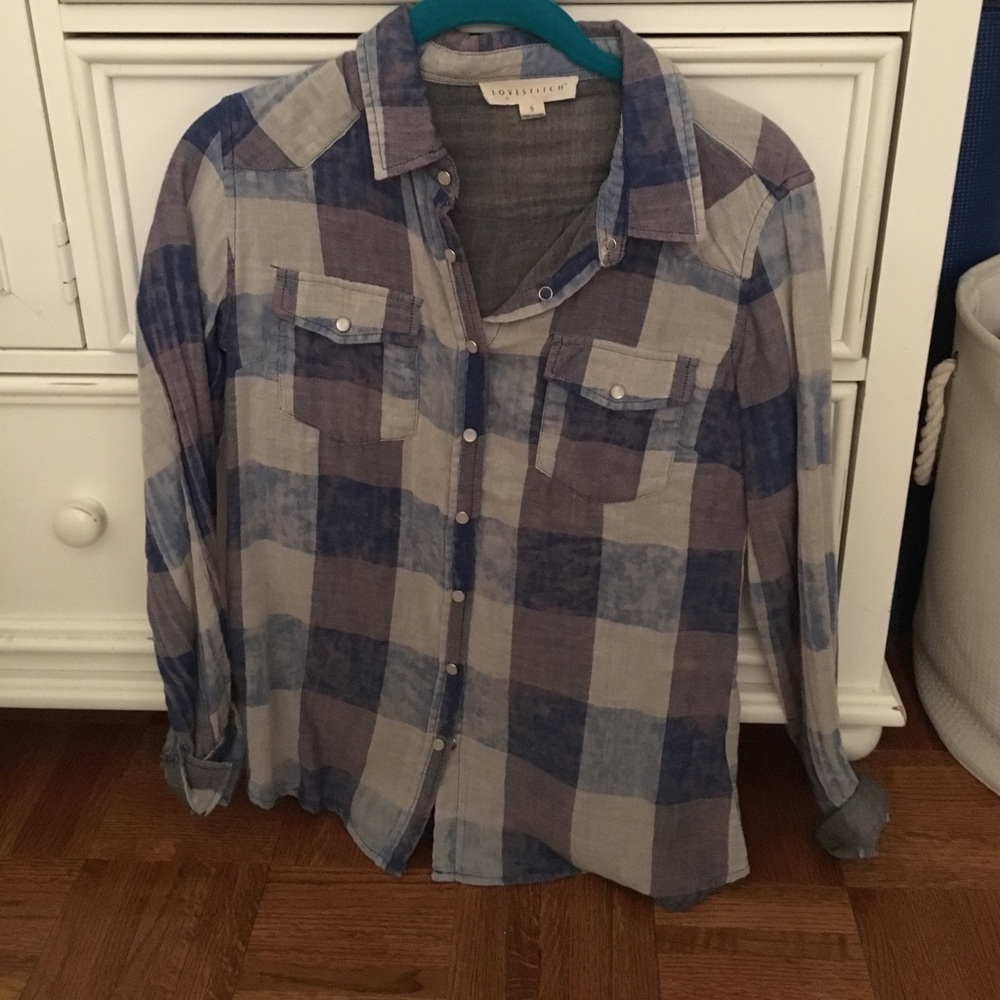 Multi colored blue flannel