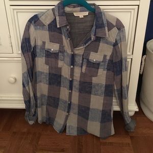 Multi colored blue flannel
