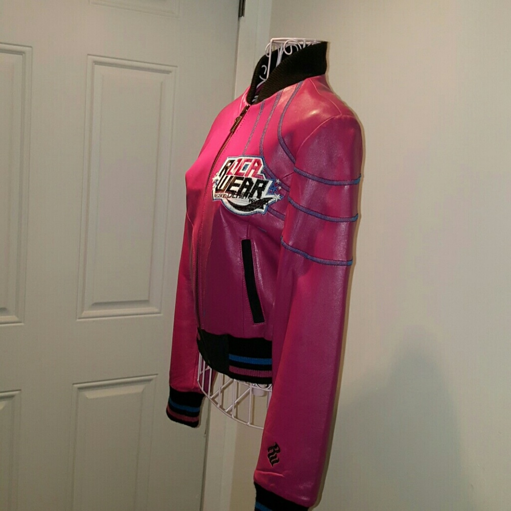 Rocawear pink leather jacket