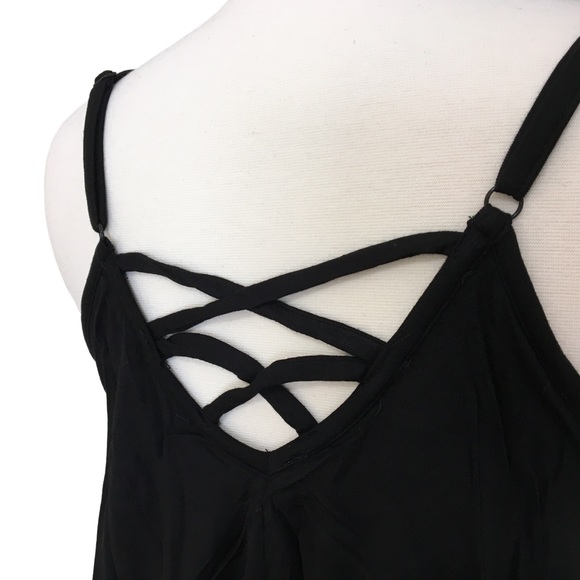 💥 Cross Back Overlay Jersey Maxi Dress Black - Picture 6 of 7