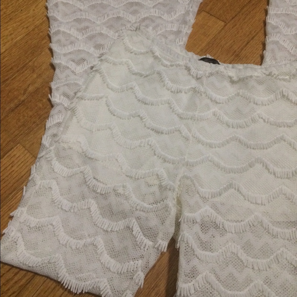 Honey Punch Scalloped Fringe Lace Bell Bottoms