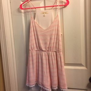 Pink and white lace romper
