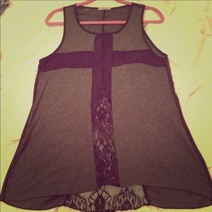 Black lace flowy tank top