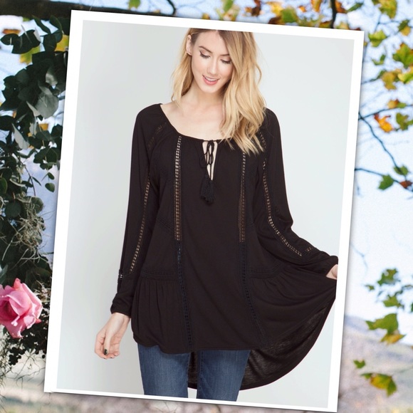 3/4 SLEEVE PEASANT TUNIC TOP - Picture 2 of 4