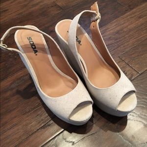 Cream Slingback Wedges