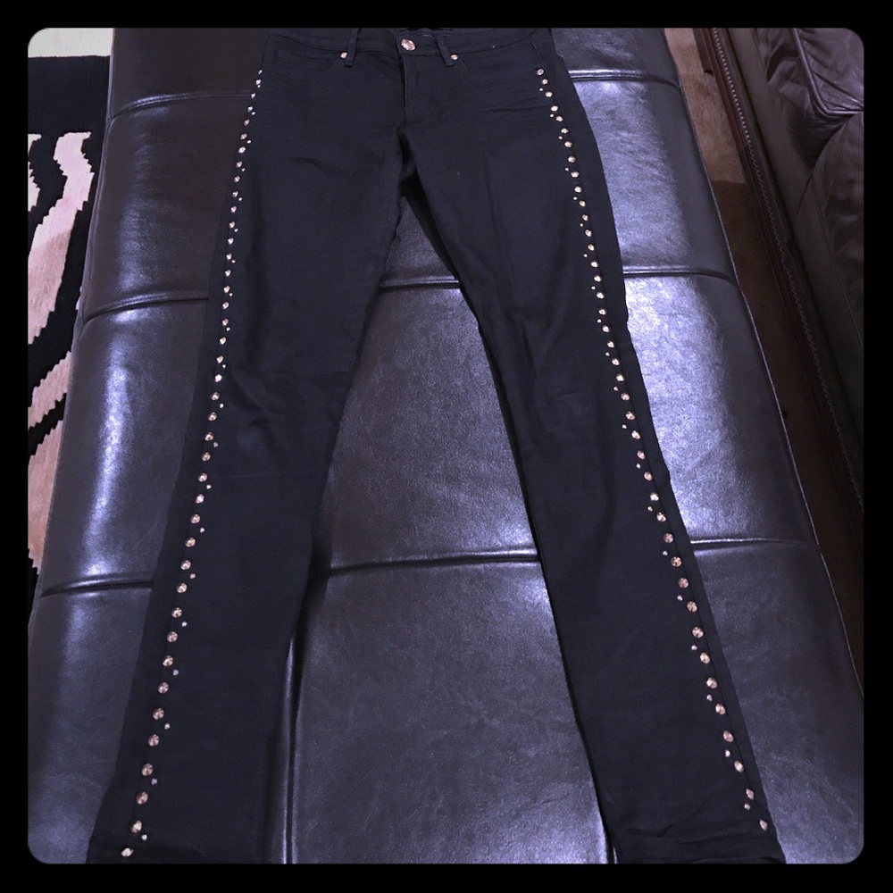 Juicy couture black jeans with gold studs