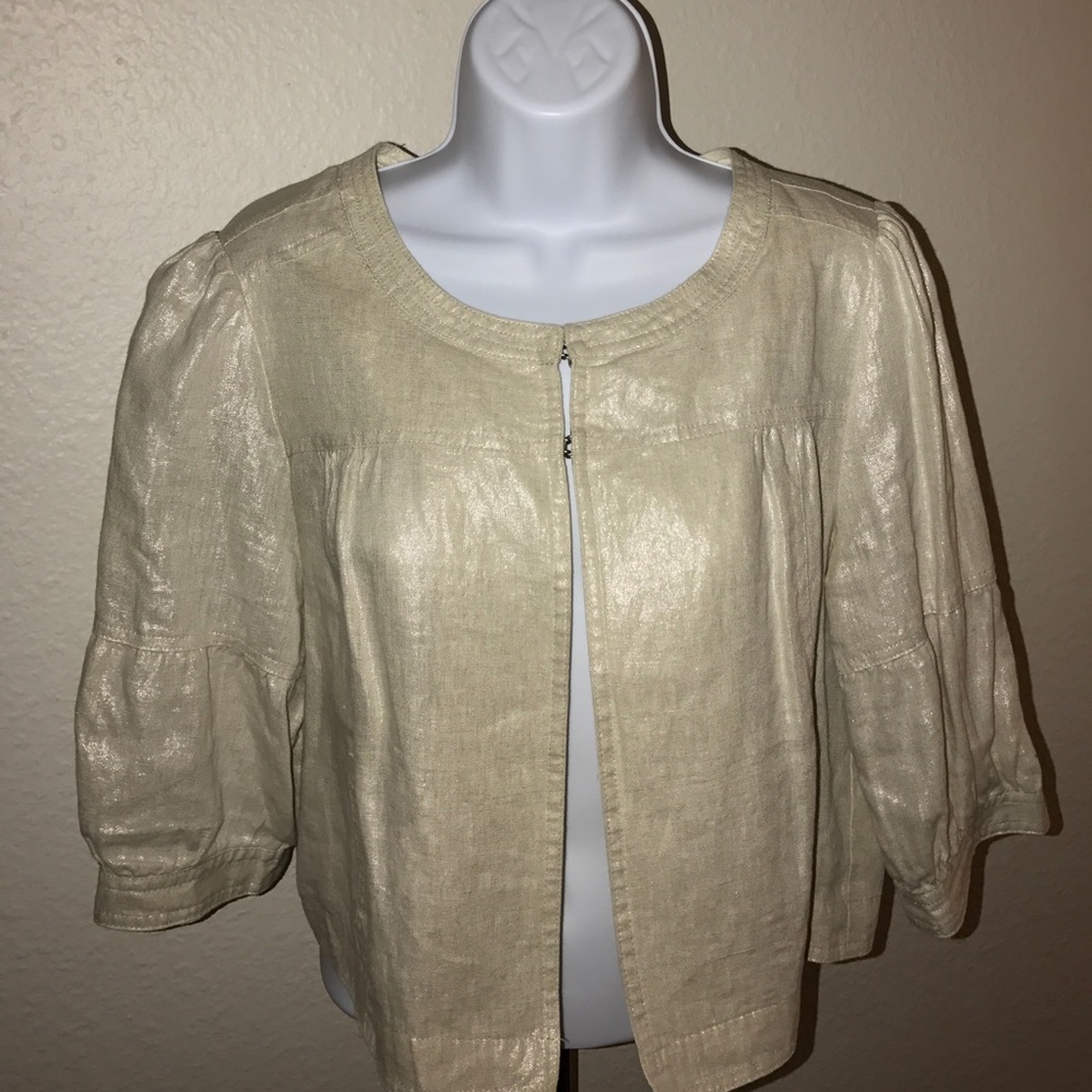 a.n.a Short linen jacket in cream shimmer.