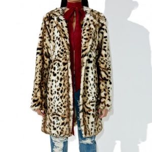 Leopard faux fur coat