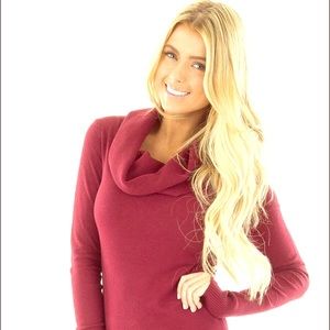 Between You & Me Burgundy Turtle Neck Sweater