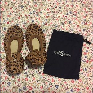Yosi Samra Leopard Print Calf Hair ballet flats