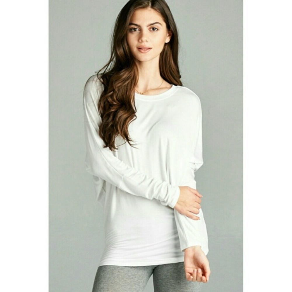 Comfy and stylish long sleeve tunic WHITE