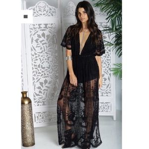 NEVER WORN - Black lace maxi dress/romper
