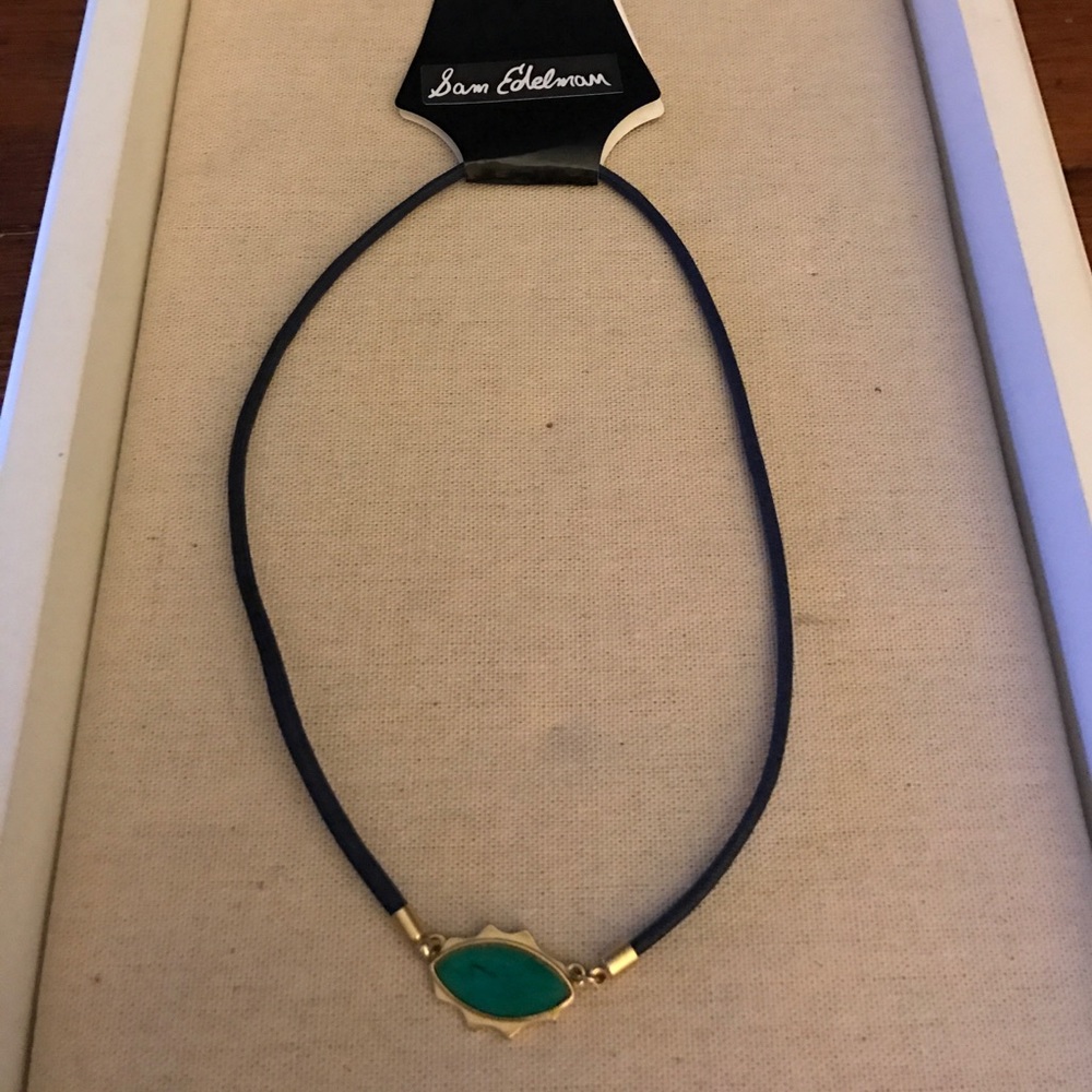 Sam Edelman 16" Navy,Gold & Green necklace