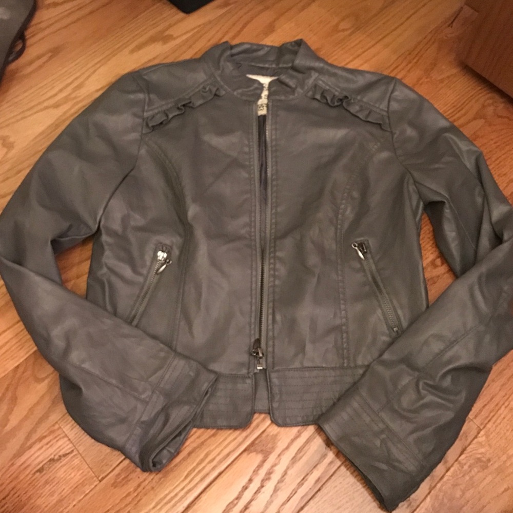 Grey leather jacket size medium