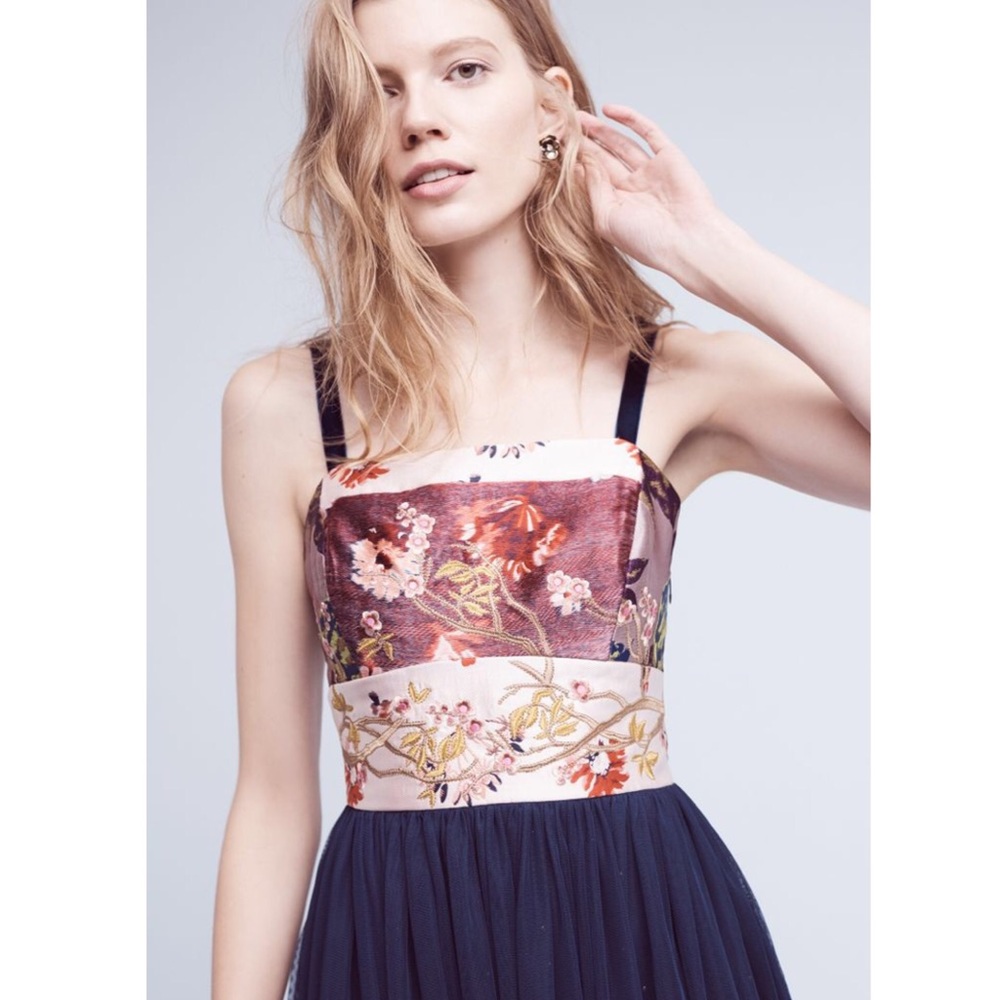 14 ๐ Anthro Tulle-Skirted Floral Dress - Picture 5 of 7