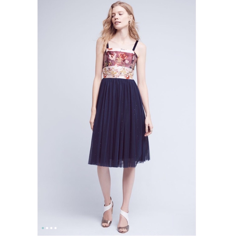 14 ๐ Anthro Tulle-Skirted Floral Dress - Picture 7 of 7