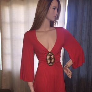 Red orange boho dress