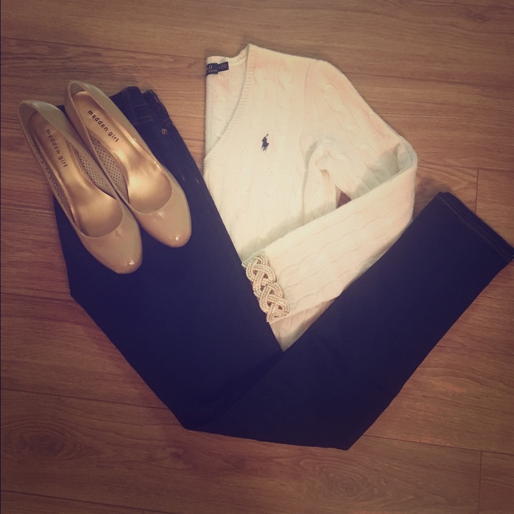 Ralph Lauren Polo Ivory V-Neck Sweater