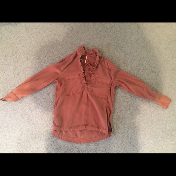 Free People Shirt with Lace Front - Picture 1 of 3
