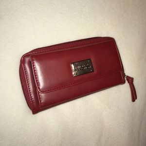 Kenneth Cole Reaction deep red faux leather wallet