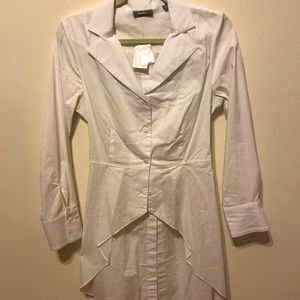 Neiman Marcus White Button-down High-Low Shirt NWT