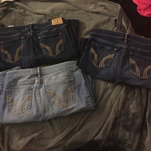 3 pairs of hollister skinny jeans