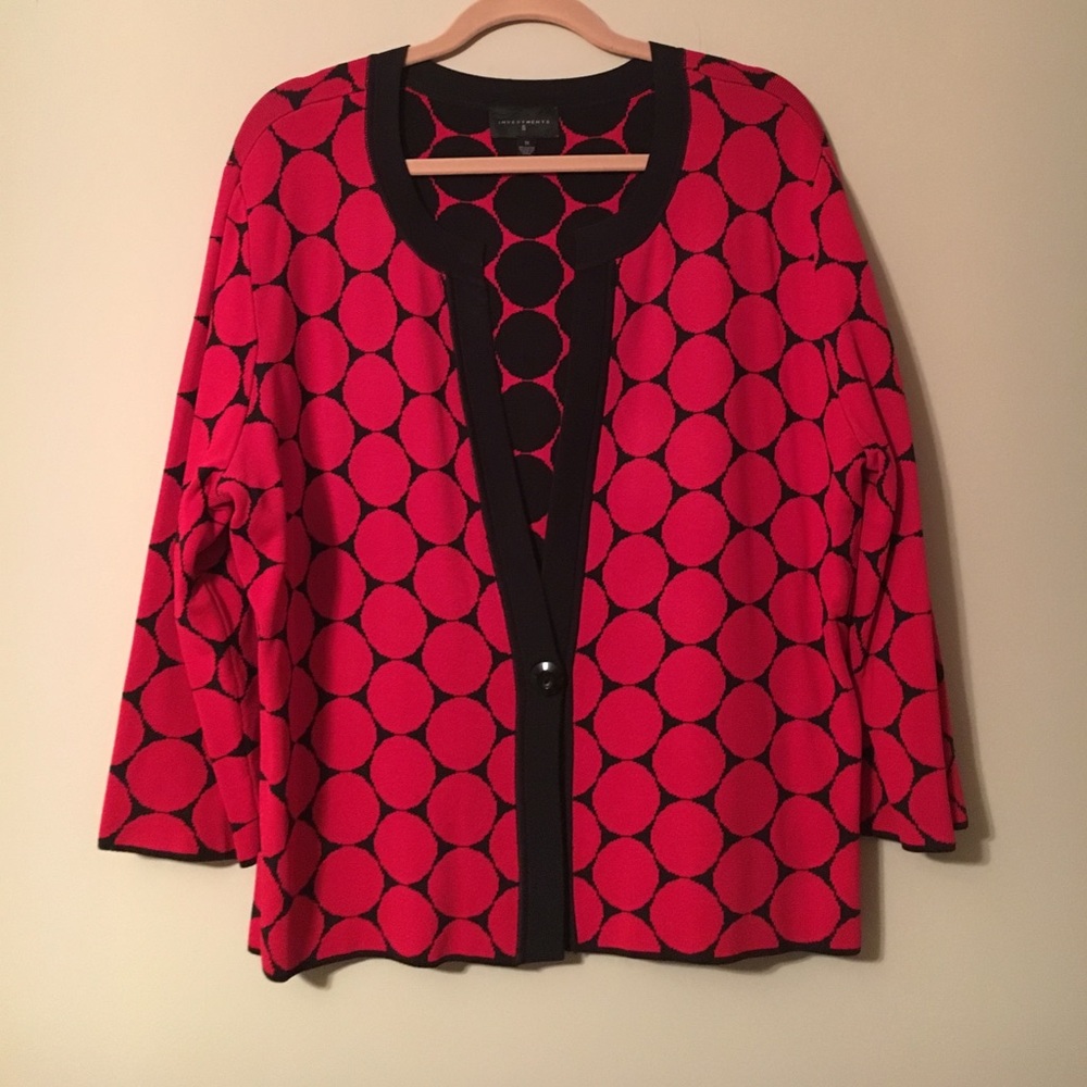 NWOT Red and Black Polka Dot Cardigan