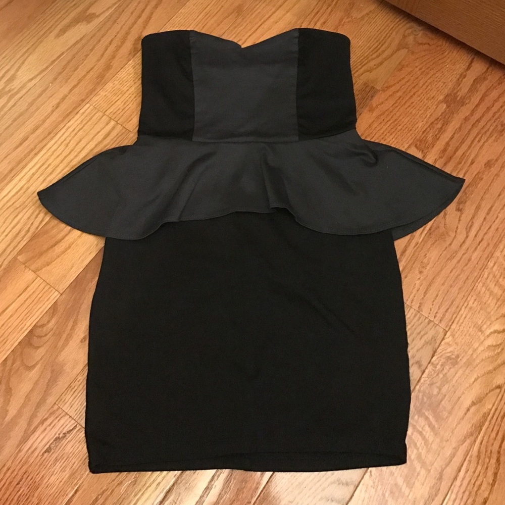 Navy and Black peplum dress by Black Poppy(pacsun)