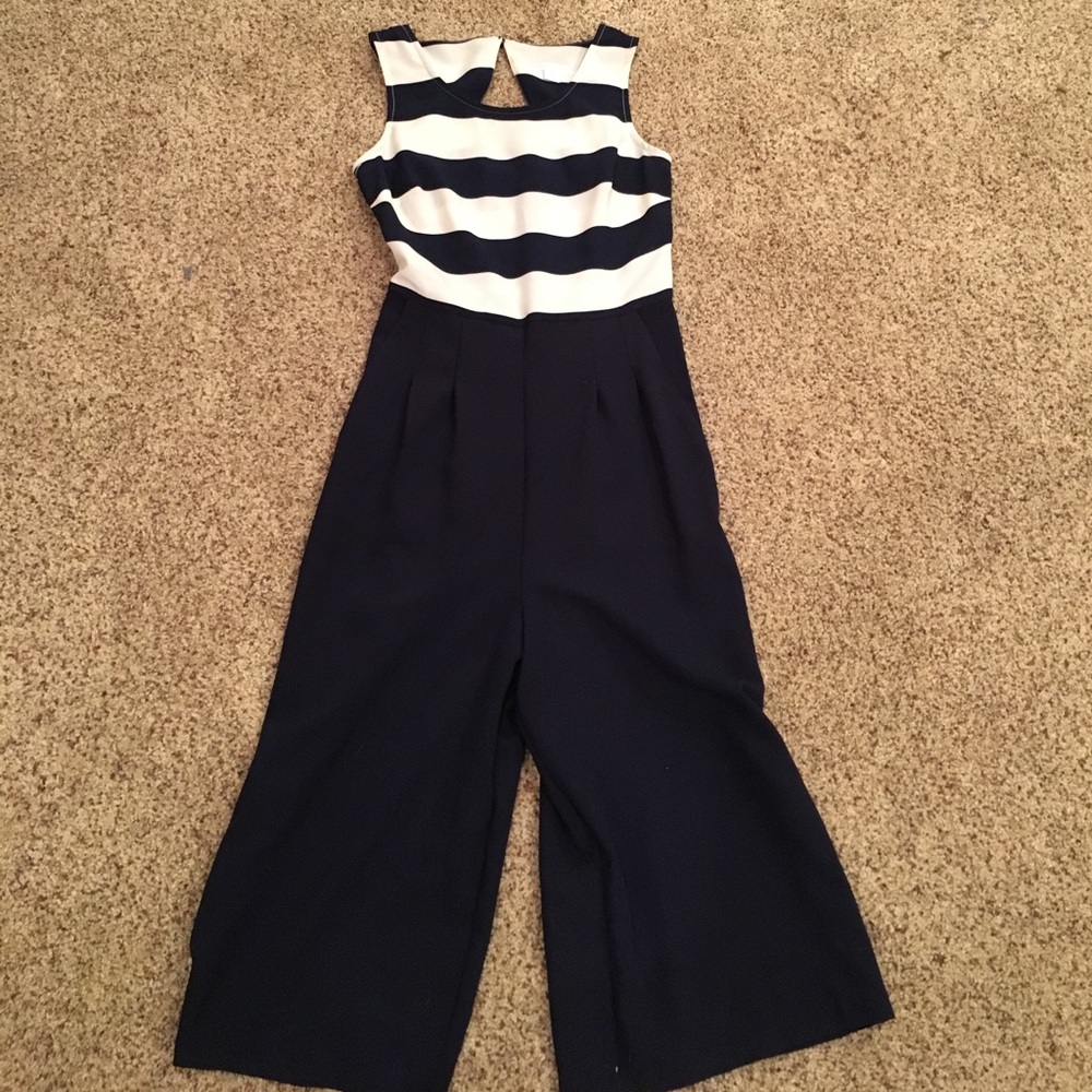 NWOT!! White and blue romper