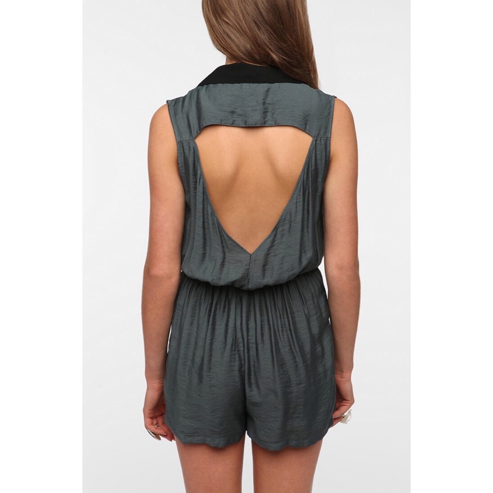 Silence & Noise Silky Printed Open Back Romper