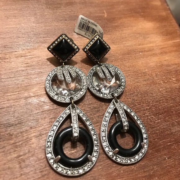 J. Crew Jewelry - Black & Silver J. Crew Statement Earrings