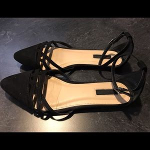 Faux Suede Ankle Strap Flats