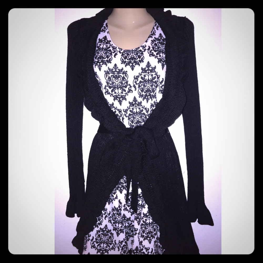 Ruffle Edge Belted Cardigan