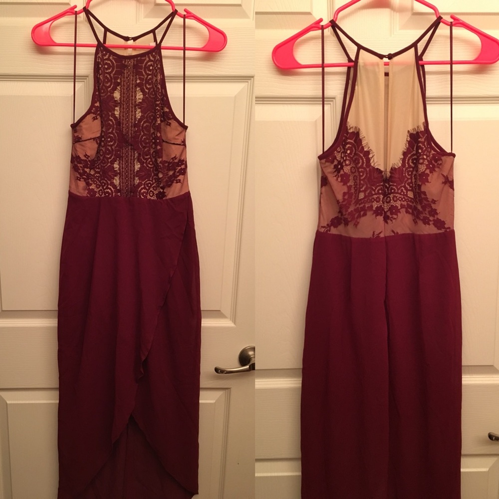 Maroon highlow dress