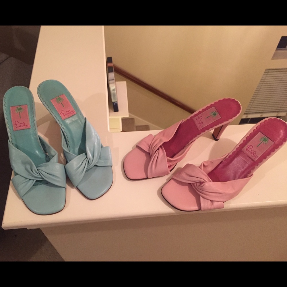 2 pairs lilly Pulitzer heels baby blue pink 8.5