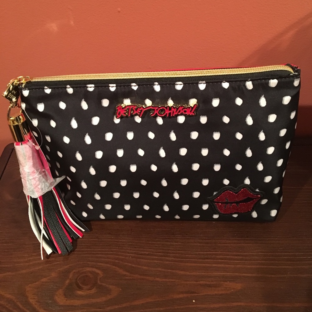Polka dot Betsey Johnson makeup bag wristlet