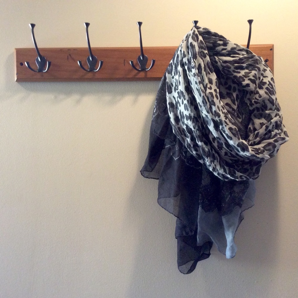 Black white grey cheetah paisley scarf