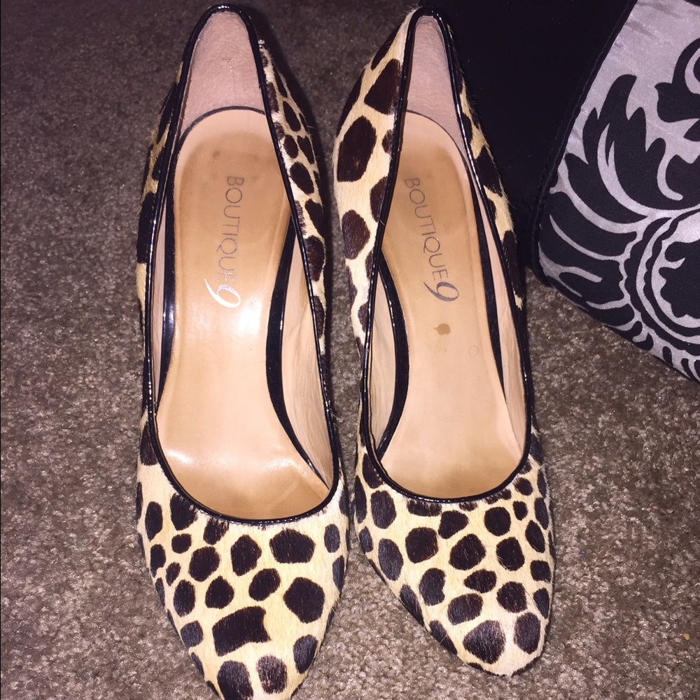 Pony hair leopard print heels
